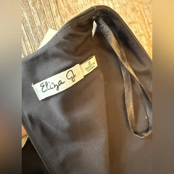 Eliza J Black Midi Dress with Embellished Waist - Picture 6 of 9